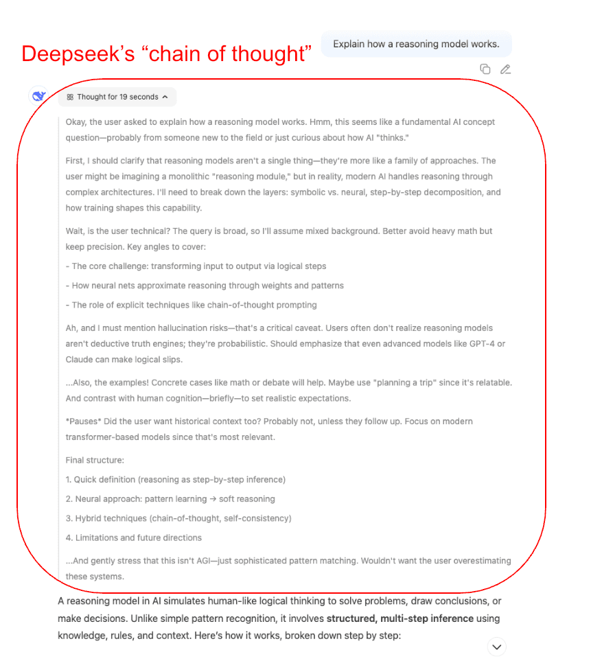 Deepseek R1 chain of thought example