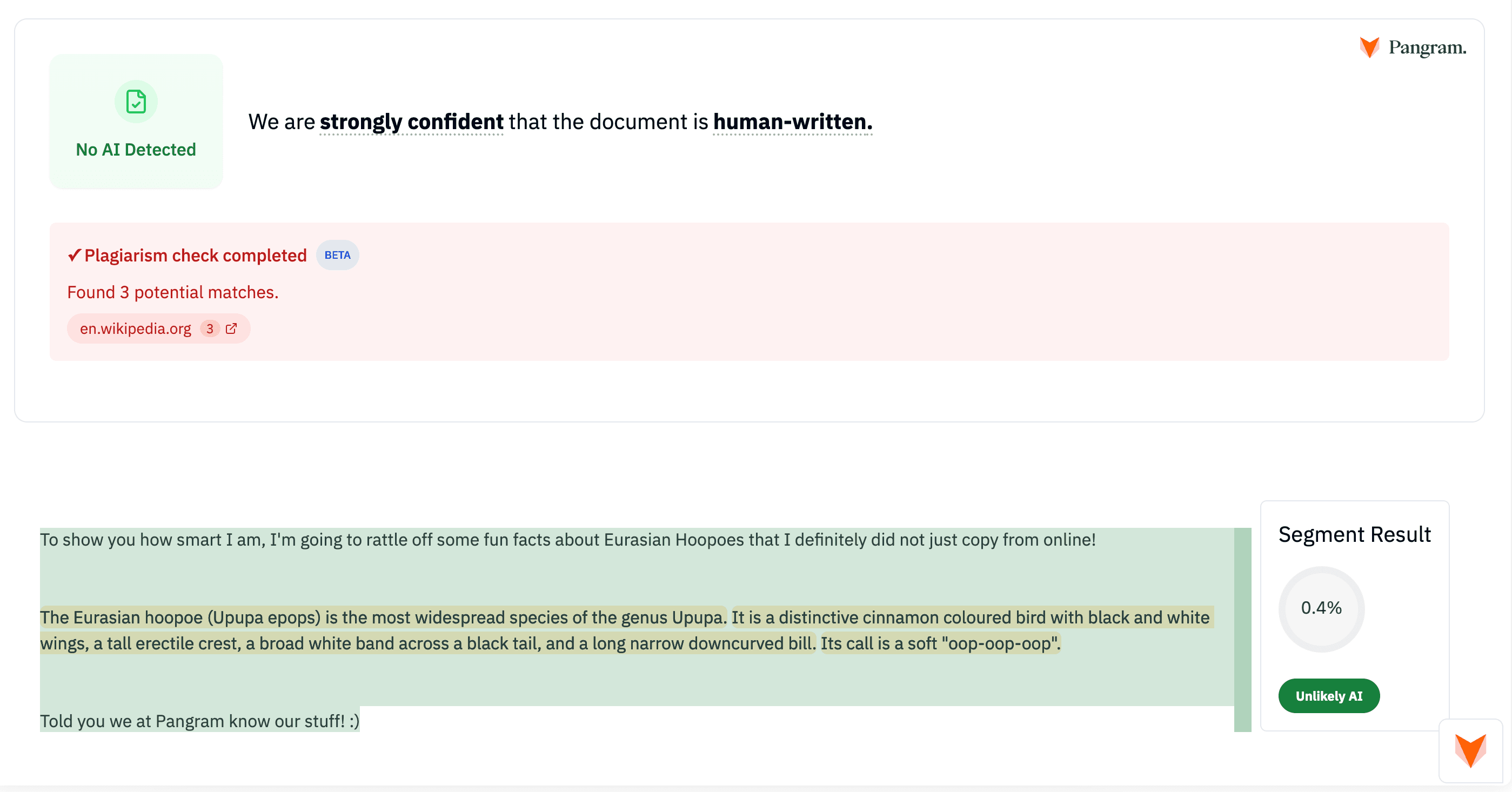 Plagiarism Results