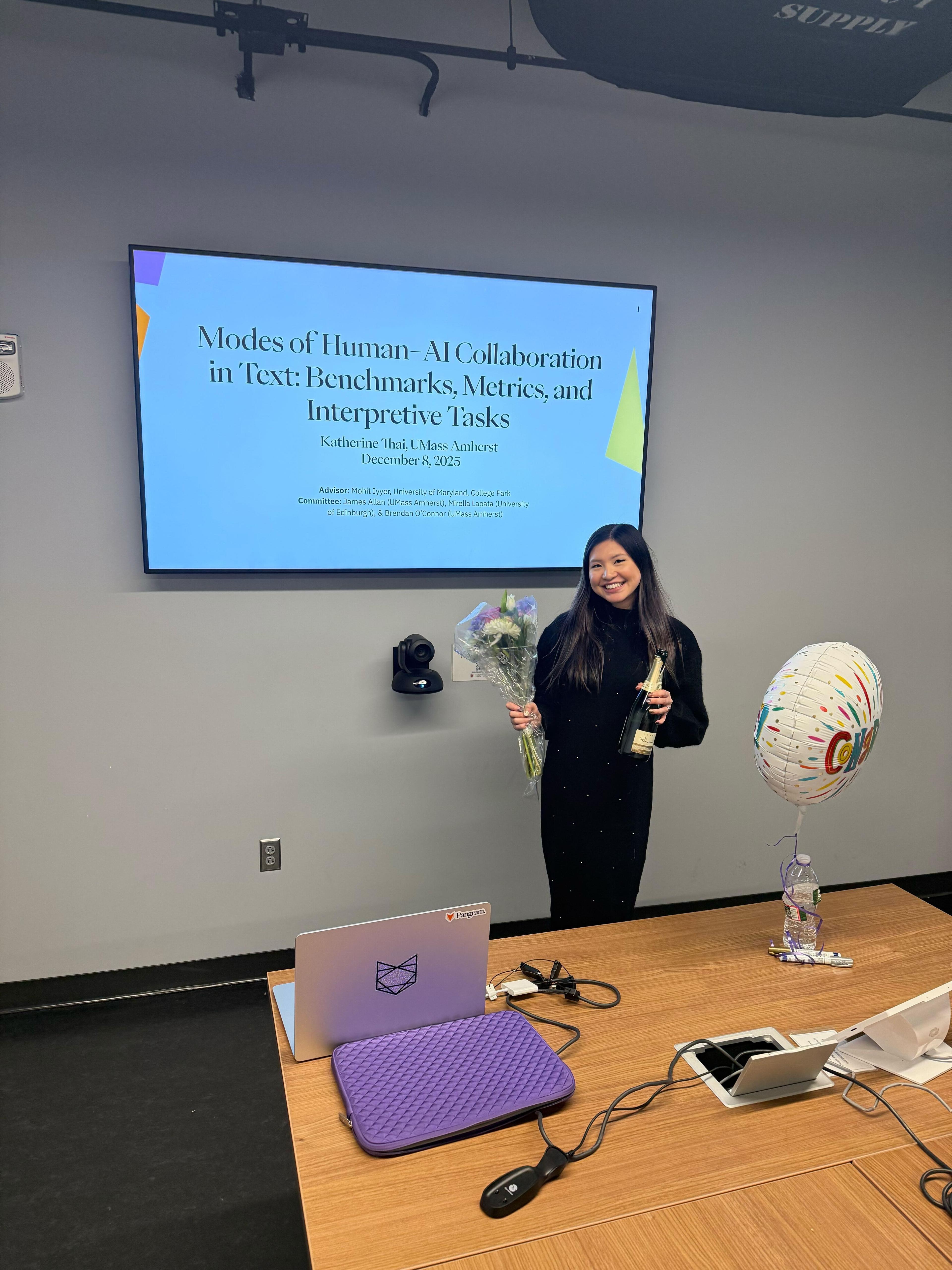 Katherine defending her PhD thesis