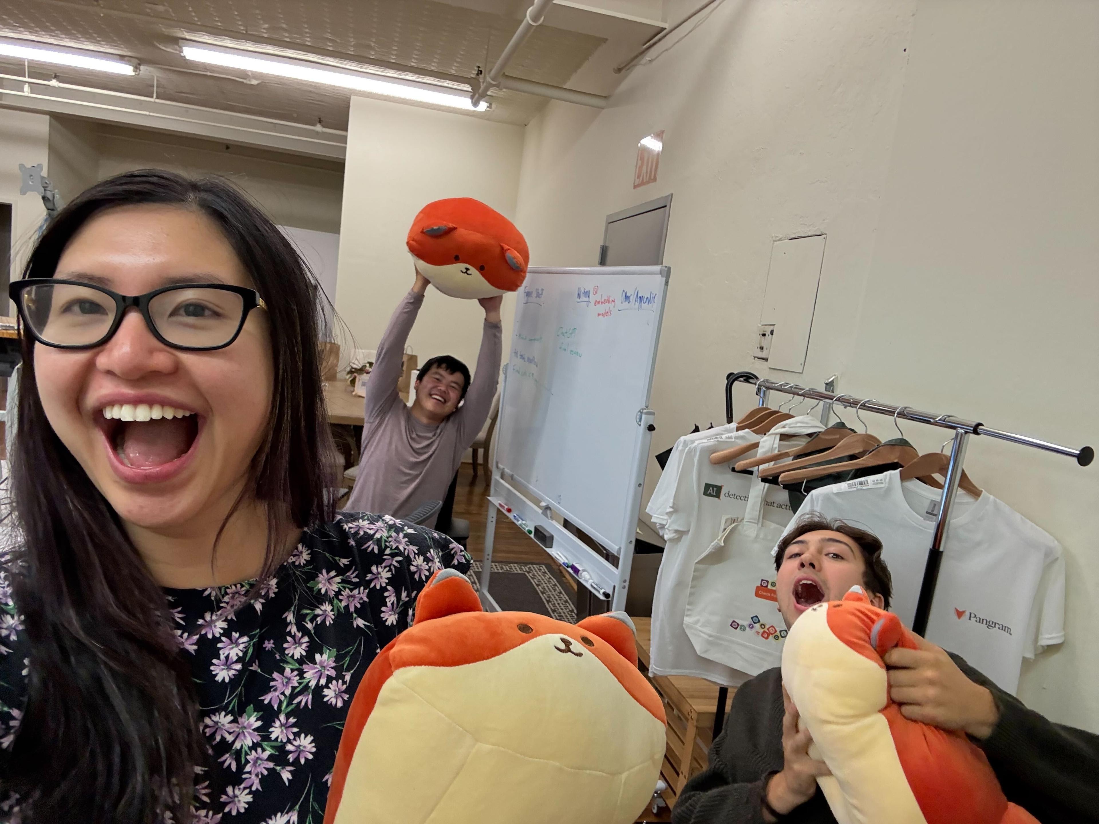 Katherine and the team working late on a research paper